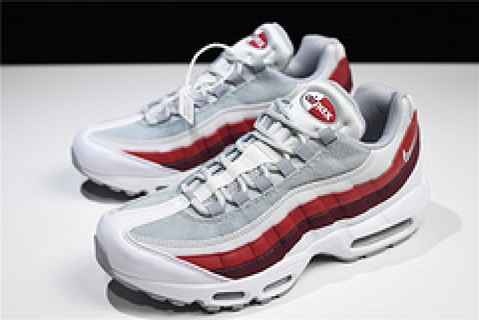 nike air max 95 essential mens white-grey-red running shoes 749766 103